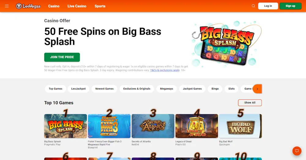 LeoVegas Casino Screenshot